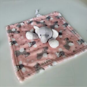 Blankets & Beyond Plush Elephant Lovey Security Blanket Pink Gray 13" x 13"